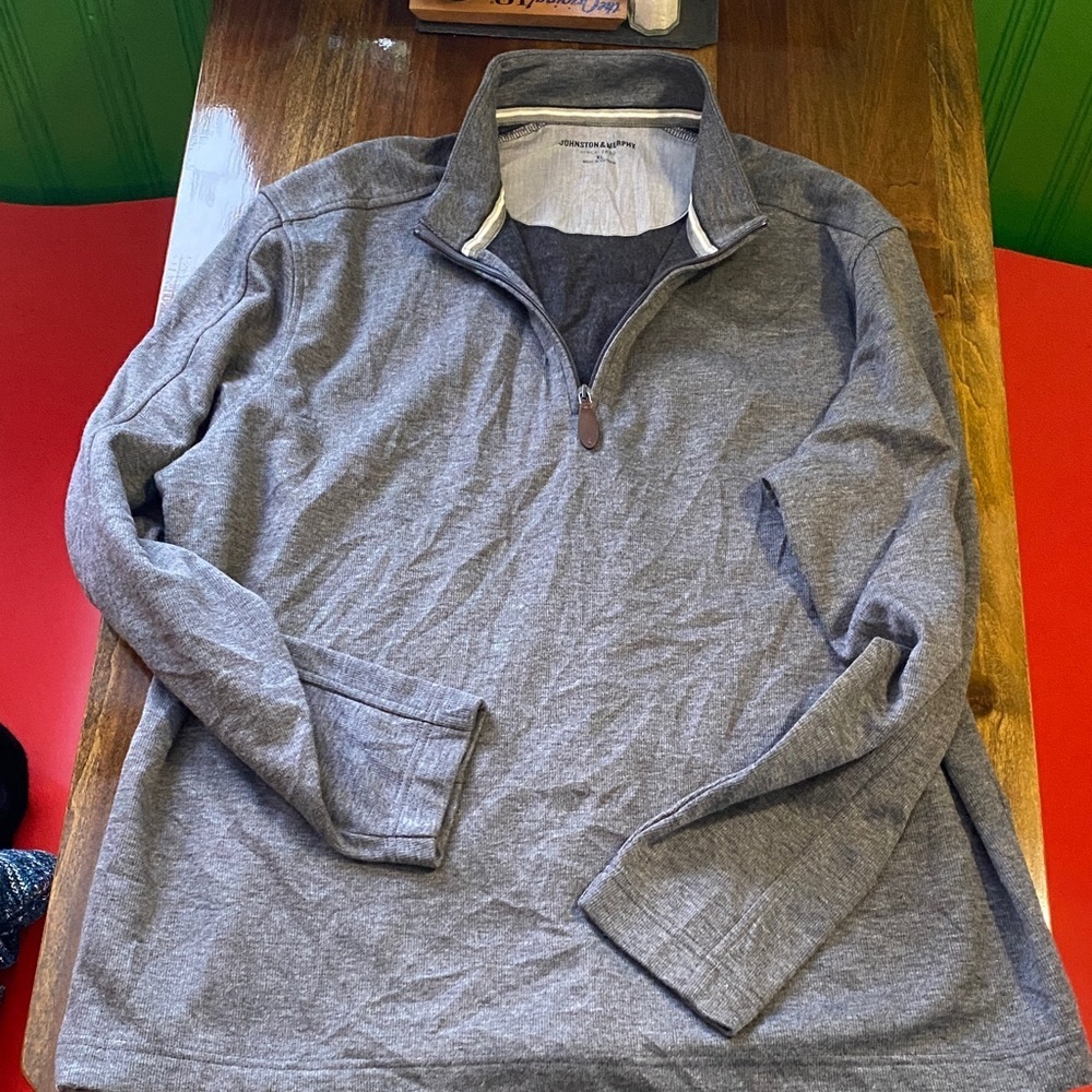 Johnston & Murphy Charcoal Zip-Up Sweater